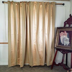 Country Curtain Panels (2) Light Gold Satin Stripe 99W x 84L Cotton Blend Lined 